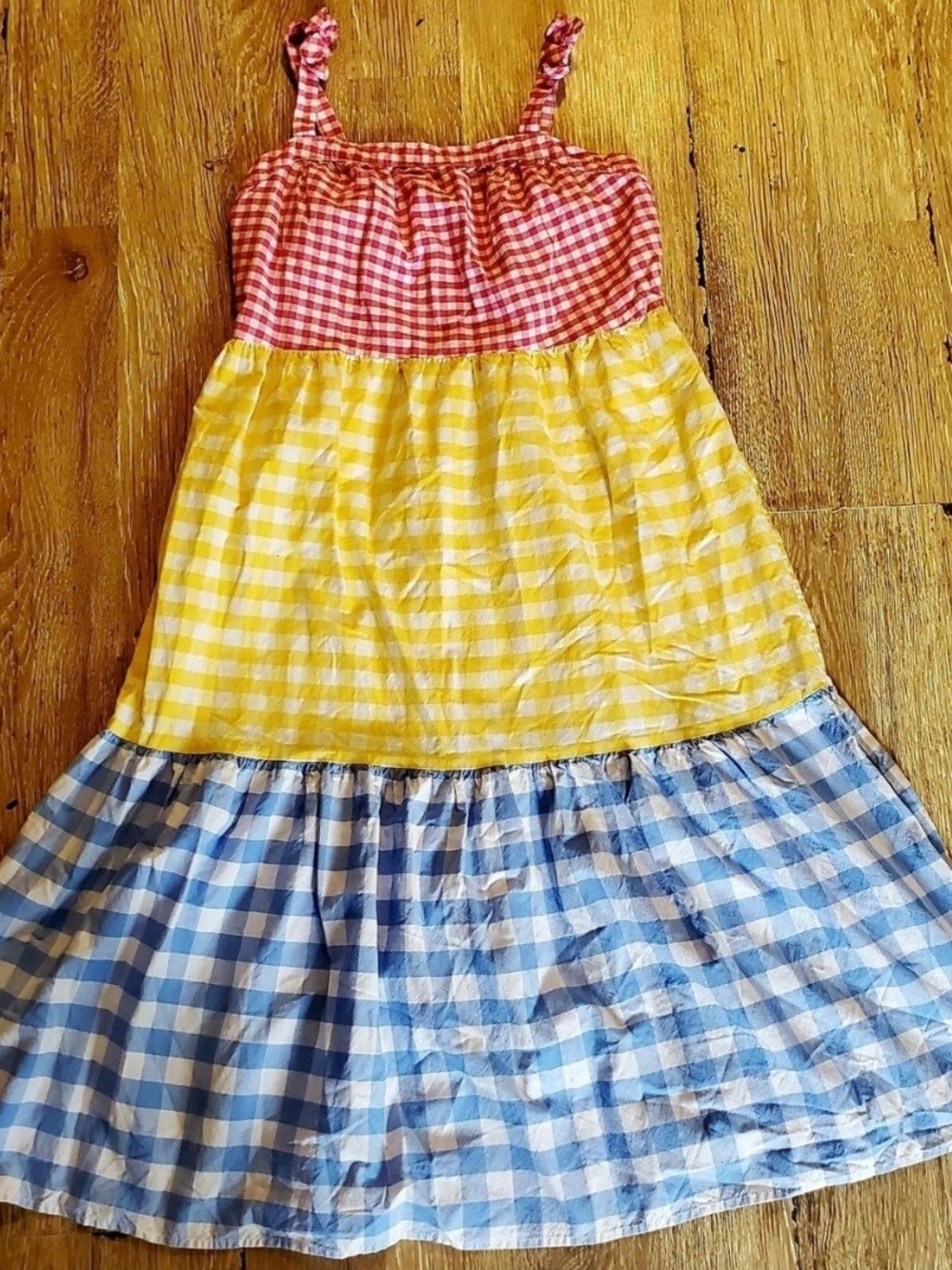 Wonder Nation Pink,Yellow & Blue Gingham Midi Dress